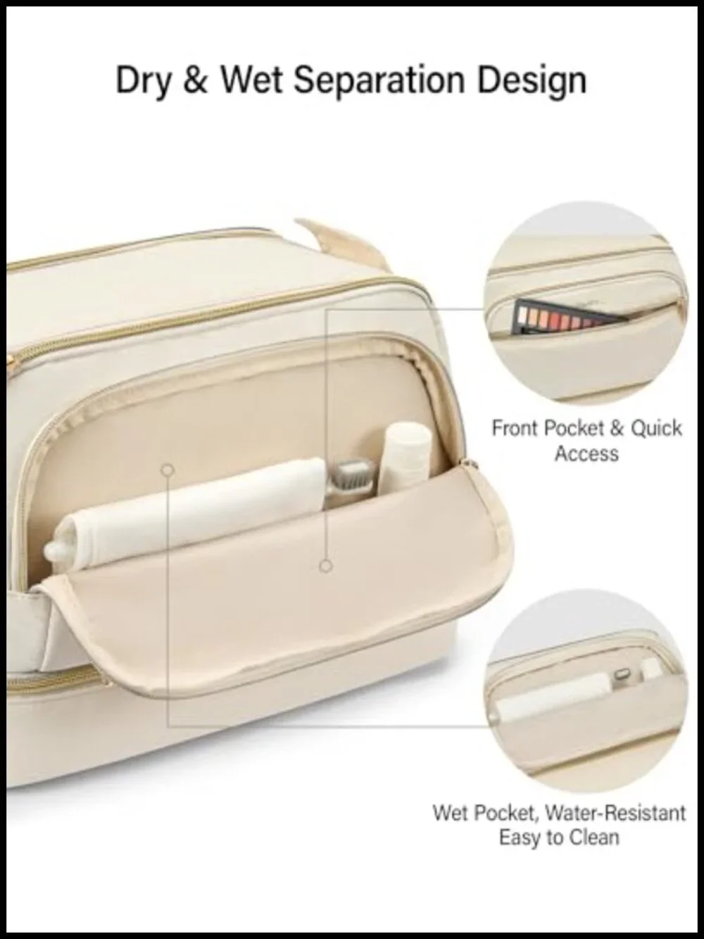 Large Dual-Layer Water-Resistant Cosmetic Bag, Toiletry Organizer for Travel,